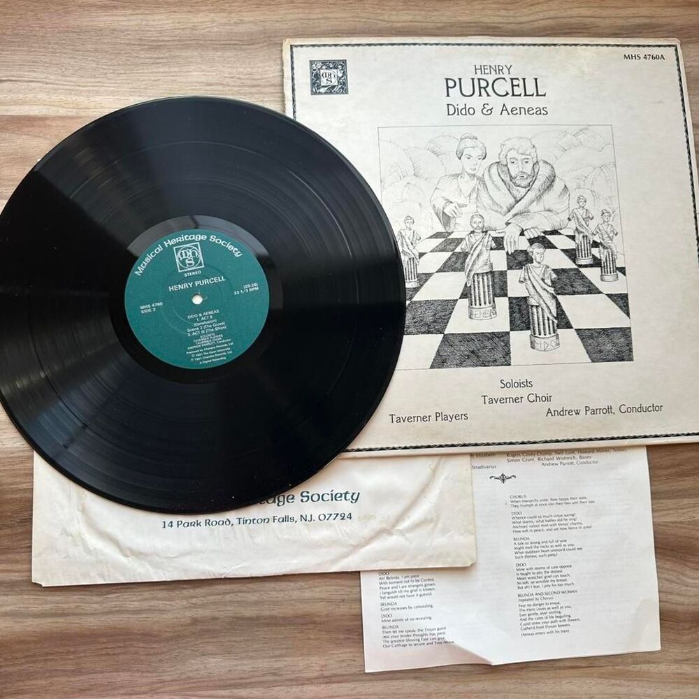 Dido and Aeneas Henry Purcell Musical Heritage Society vinyl LP music classic